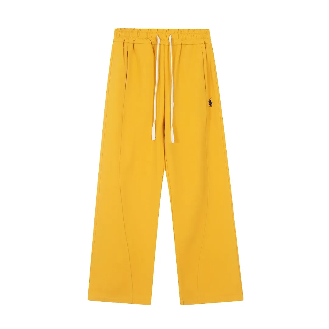 🅿️250 "Top quality" Style number: T7002# [Ralph Lauren solid color pony embroidered logo simple casual wide-leg trousers] ✅Ralph Lauren classic basic versatile unisex wide-leg spliced couple straight trousers ✅Brocade and cotton Roman cloth splicing technology ✅The version is restored to the original single The maximum size can be worn up to 170 pounds Loose, comfortable and stress-free ✅The upper body is simple and easy to match ootd must-have Good-looking clothes are never chosen by anyone. A must-have in couples’ wardrobes. Size: S-XL. Color: floral gray, black, yellow, and fruit green.